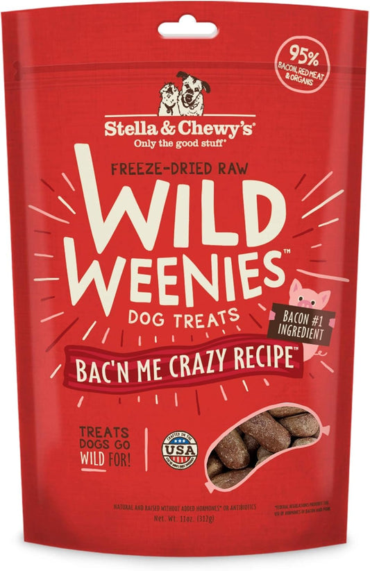Freeze-Dried Raw Wild Weenies Dog Treats - Premium High-Protein Training Treats for Dogs and Puppies - All-Natural Bacon Recipe with 95% Meat and Organs - Made in the USA - 11 Oz Bag