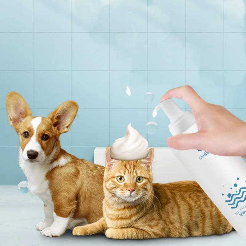 Pet Dry Cleaning Foam, Water-Free, Dog, Cat, Puppy Shower Gel, Super Shampoo Deodorant, Sterilization without Rinsing, 200ML