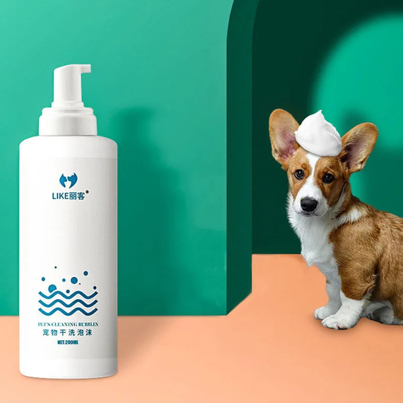 Pet Dry Cleaning Foam, Water-Free, Dog, Cat, Puppy Shower Gel, Super Shampoo Deodorant, Sterilization without Rinsing, 200ML