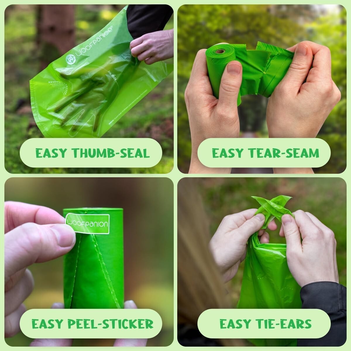 Compostable Dog Poop Bags | 120 Pack | Leakproof, 15 Bags/Roll, 8 Rolls