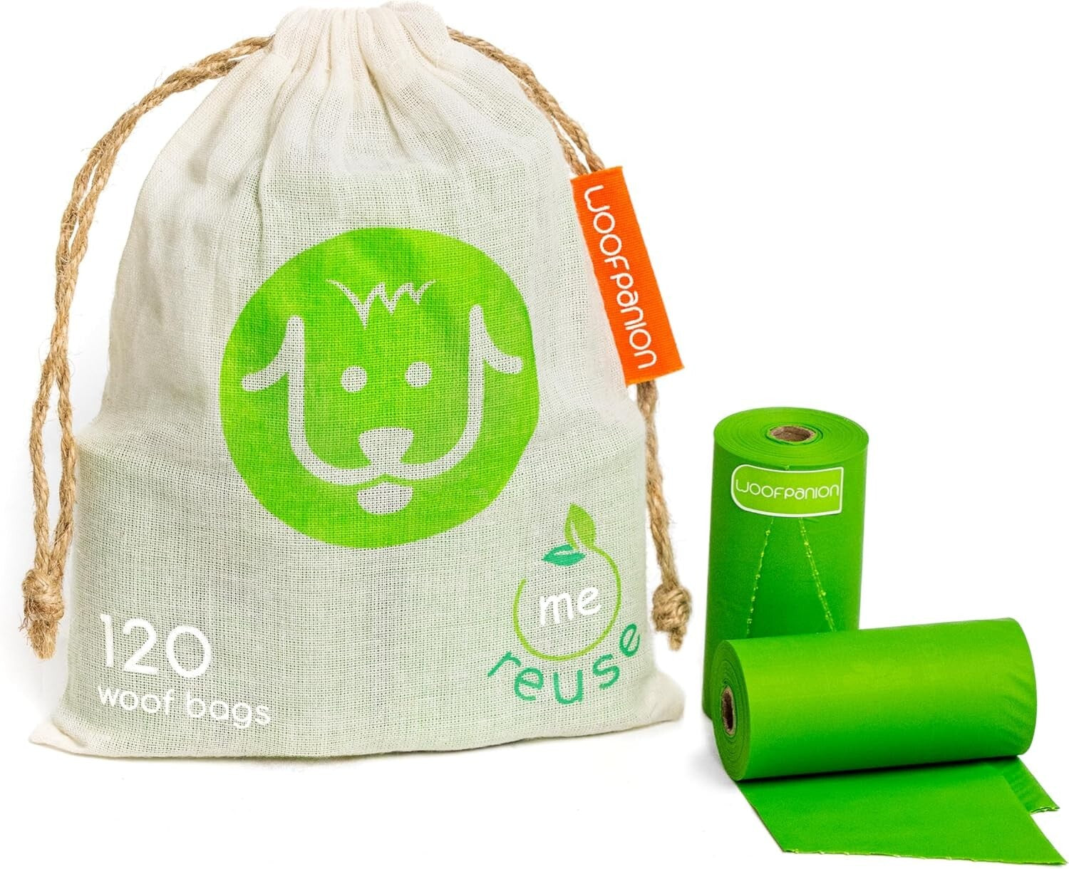 Compostable Dog Poop Bags | 120 Pack | Leakproof, 15 Bags/Roll, 8 Rolls